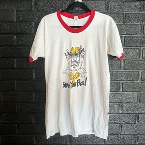 Vintage 70s/1976 BRACES Humorous Graphic Print Authentic Ringer T Shirt Large